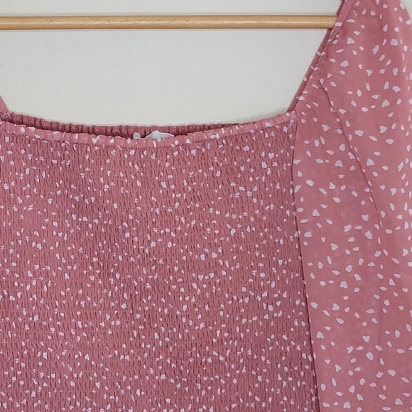 NWT Stitch Fix Lush | Reyna Smocked Peasant Blouse in Light Pink Size XL - Picture 2 of 7